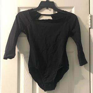 BLOCH Embroidered Black 3/4 Sleeve Leotard